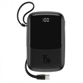 Powerbank Baseus Qpow z kablem USB-C, 10000mAh, 3A, 15W (czarny)