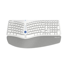 Ergonomiczna klawiatura bezprzewodowa Delux GM901D BT+2.4G (biała) (QWERTY)
