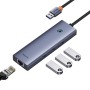 Hub 4w1 Baseus UltraJoy USB-A do USB 3.0 + RJ45 (szary)