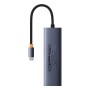 Hub 6w1 Baseus UltraJoy USB-C do HDMI4K@30Hz+3xUSB 3.0+PD+RJ45 (szary)