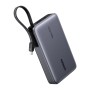 Powerbank 20000mAh Ugreen PB551, 145W, USB + USB-C, wbudowany kabel (szary)